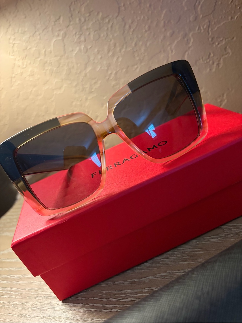 Salvatore Ferragamo Women's Square Sunglasses - Honey/Khaki, New Full Inclusion